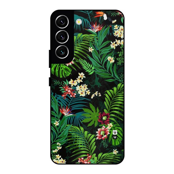 Green Leaf Design Metal Back Case for Galaxy S22 5G