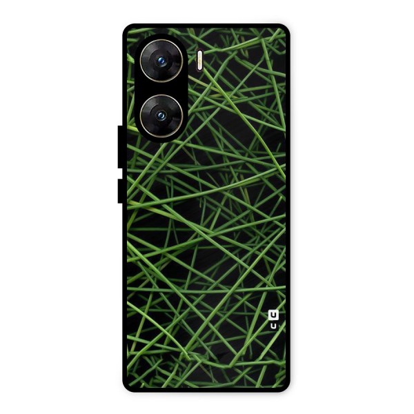 Green Lines Metal Back Case for Vivo V29e