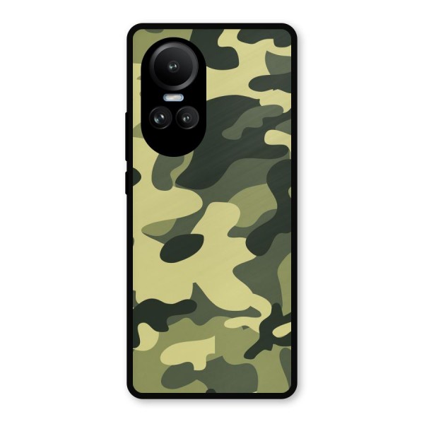 Green Military Pattern Metal Back Case for Oppo Reno10