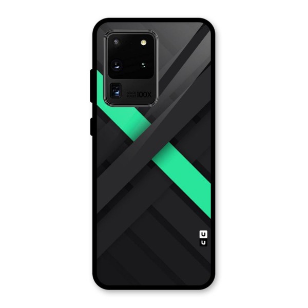 Green Stripe Diagonal Glass Back Case for Galaxy S20 Ultra