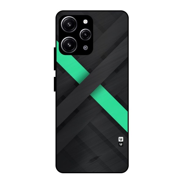 Green Stripe Diagonal Glass Back Case for Redmi 12 4G