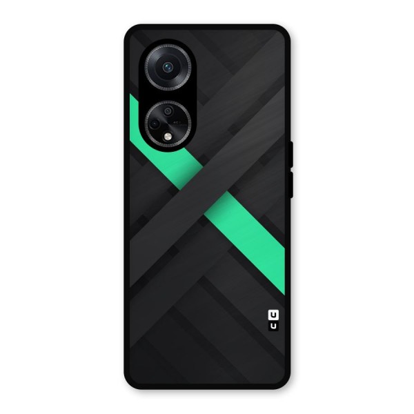 Green Stripe Diagonal Metal Back Case for Oppo F23