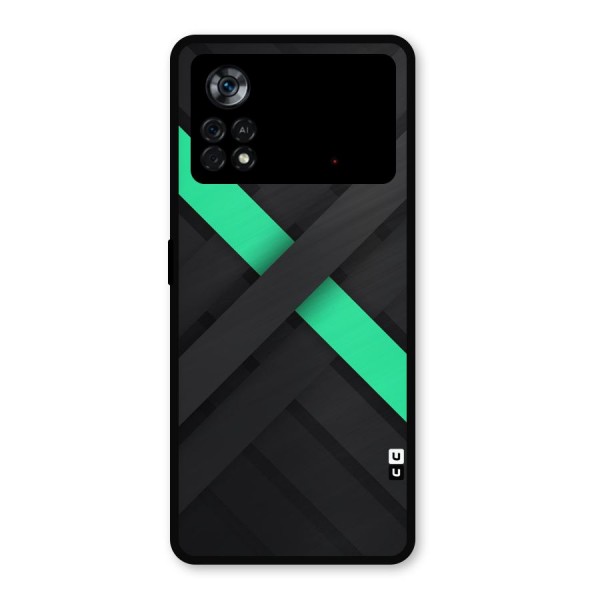 Green Stripe Diagonal Metal Back Case for Poco X4 Pro 5G