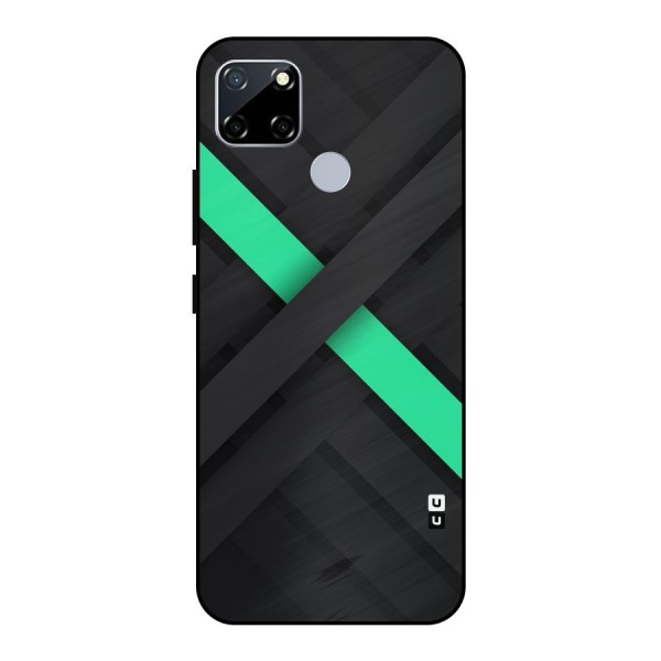 Green Stripe Diagonal Metal Back Case for Realme Narzo 30A