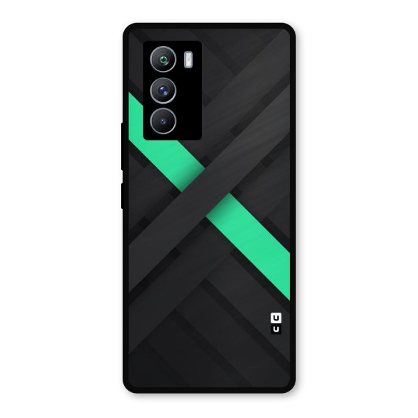 Green Stripe Diagonal Metal Back Case for iQOO 9 SE
