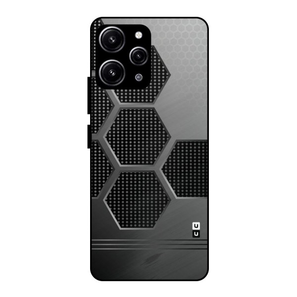 Grey Black Hexa Glass Back Case for Redmi 12 4G