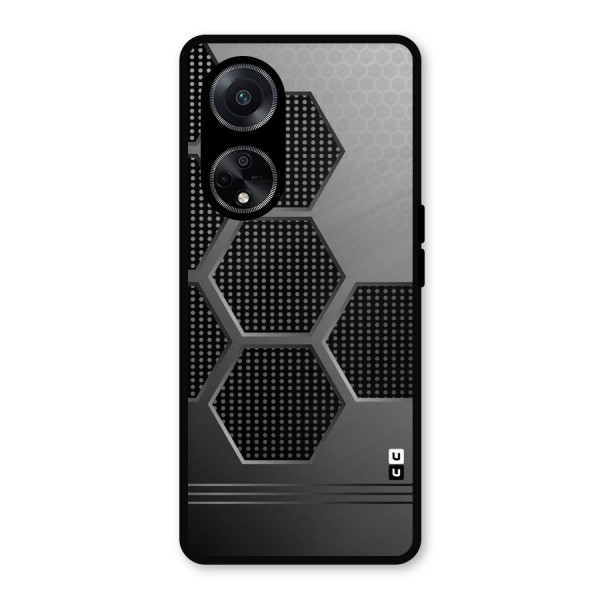 Grey Black Hexa Metal Back Case for Oppo F23