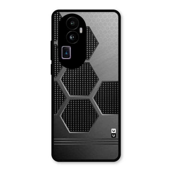 Grey Black Hexa Metal Back Case for Oppo Reno10 Pro Plus