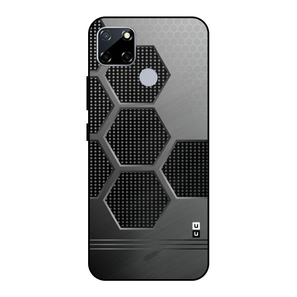 Grey Black Hexa Metal Back Case for Realme Narzo 30A
