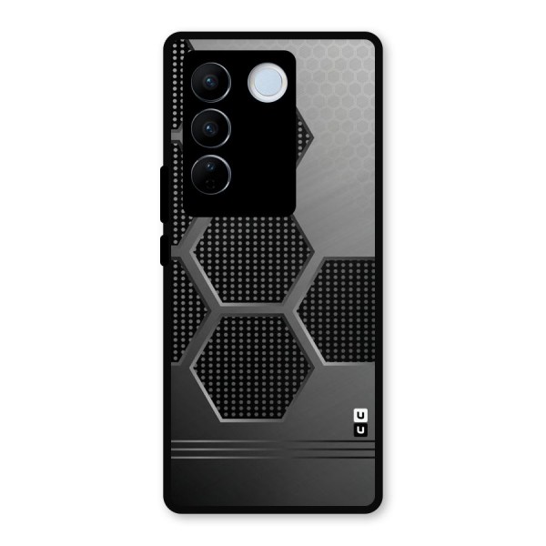 Grey Black Hexa Metal Back Case for Vivo V27