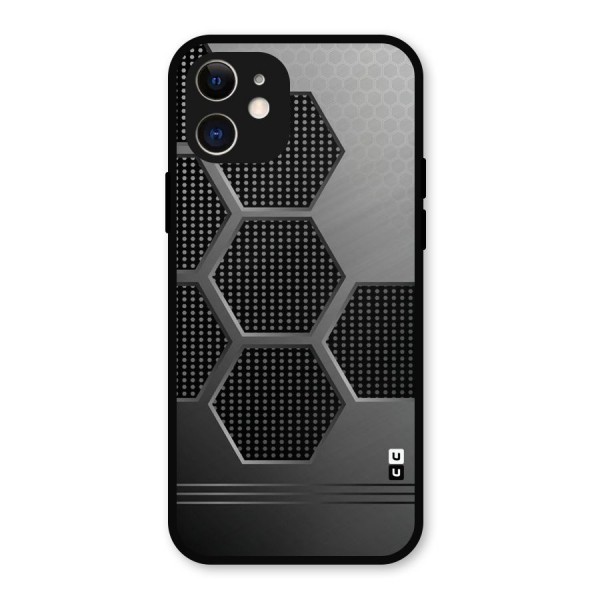 Grey Black Hexa Metal Back Case for iPhone 12
