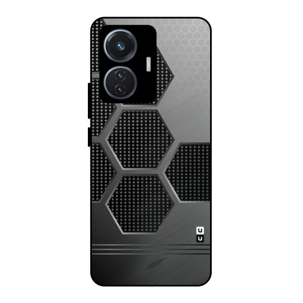 Grey Black Hexa Metal Back Case for iQOO Z6 44W