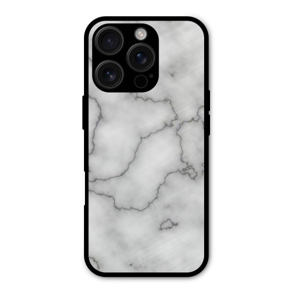 Grey Marble Metal Back Case for iPhone 16 Pro