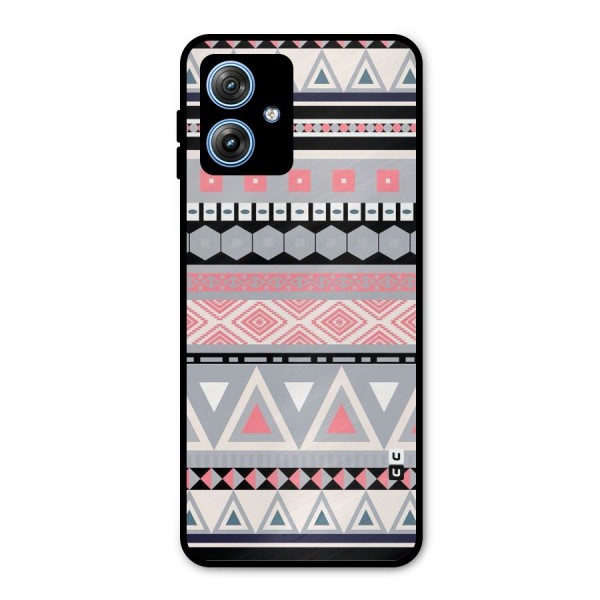 Grey Pink Pattern Metal Back Case for Moto G54