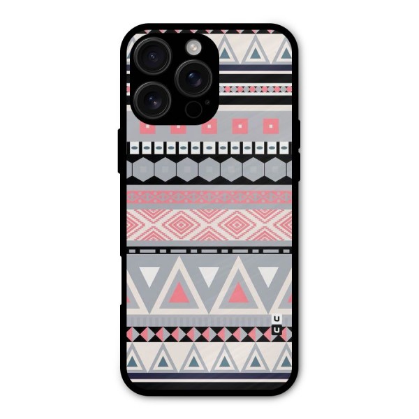 Grey Pink Pattern Metal Back Case for iPhone 16 Pro Max
