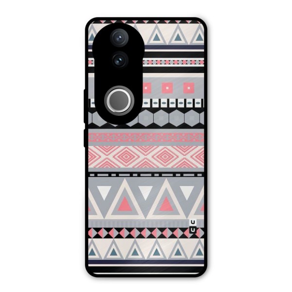 Grey Pink Pattern Metal Back Case for iQOO Z10R