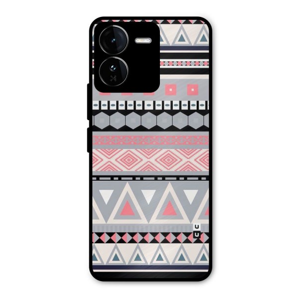 Grey Pink Pattern Metal Back Case for iQOO Z9