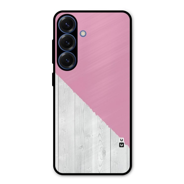 Grey Pink Wooden Design Metal Back Case for Galaxy S25