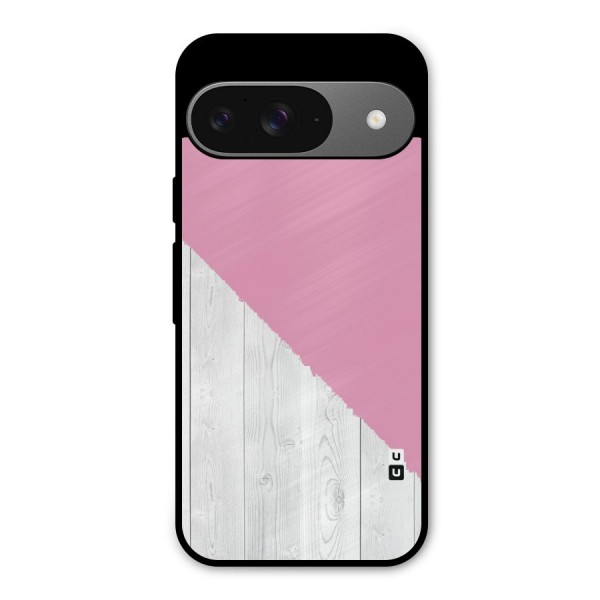 Grey Pink Wooden Design Metal Back Case for Google Pixel 9