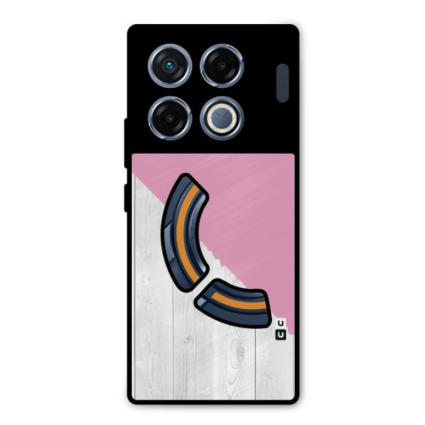 Grey Pink Wooden Design Metal Back Case for Infinix GT 20 Pro