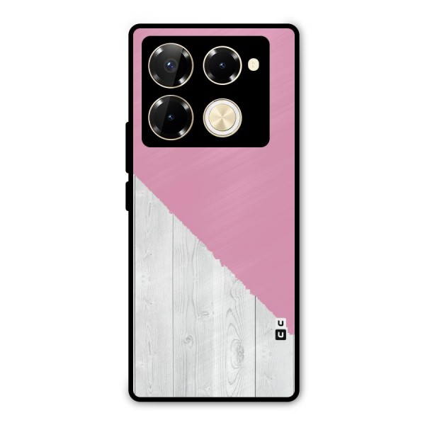 Grey Pink Wooden Design Metal Back Case for Infinix Note 40 Pro Plus