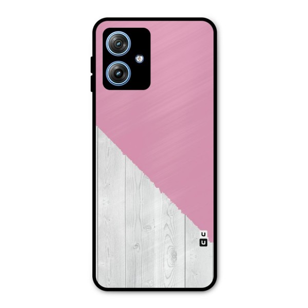 Grey Pink Wooden Design Metal Back Case for Moto G54
