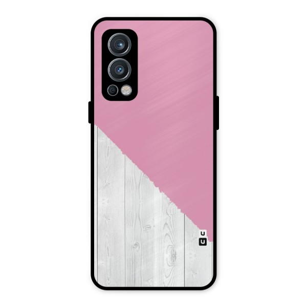 Grey Pink Wooden Design Metal Back Case for OnePlus Nord 2 5G