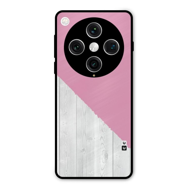 Grey Pink Wooden Design Metal Back Case for Oppo Find X8 Pro