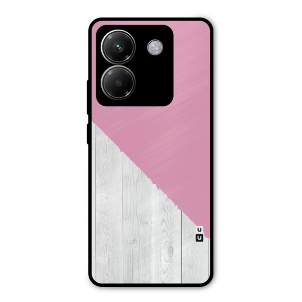 Grey Pink Wooden Design Metal Back Case for Poco M7 Pro 5G