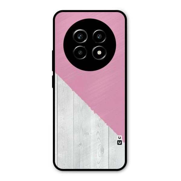 Grey Pink Wooden Design Metal Back Case for Realme 13 Pro