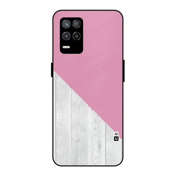 Grey Pink Wooden Design Metal Back Case for Realme 9 5G