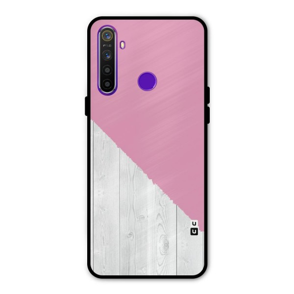 Grey Pink Wooden Design Metal Back Case for Realme Narzo 10