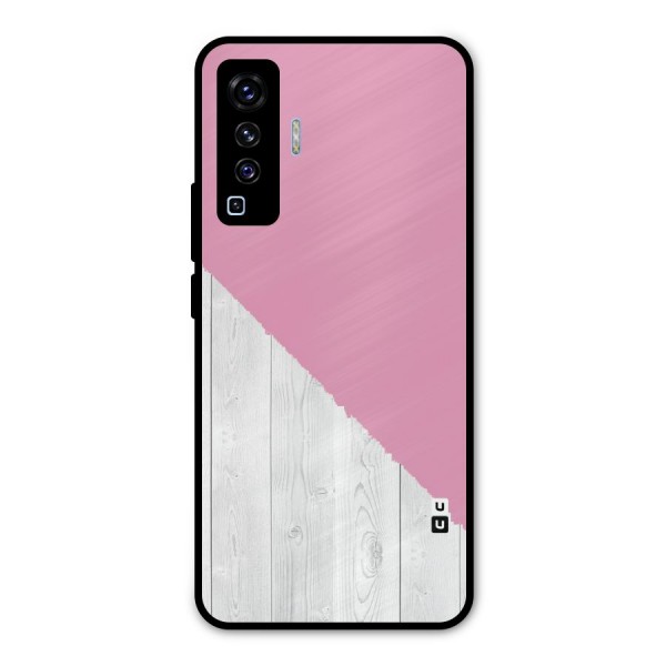 Grey Pink Wooden Design Metal Back Case for Vivo X50