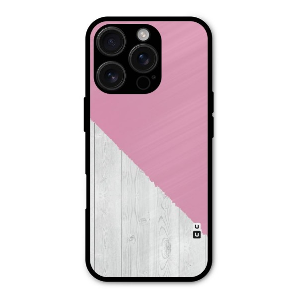 Grey Pink Wooden Design Metal Back Case for iPhone 16 Pro
