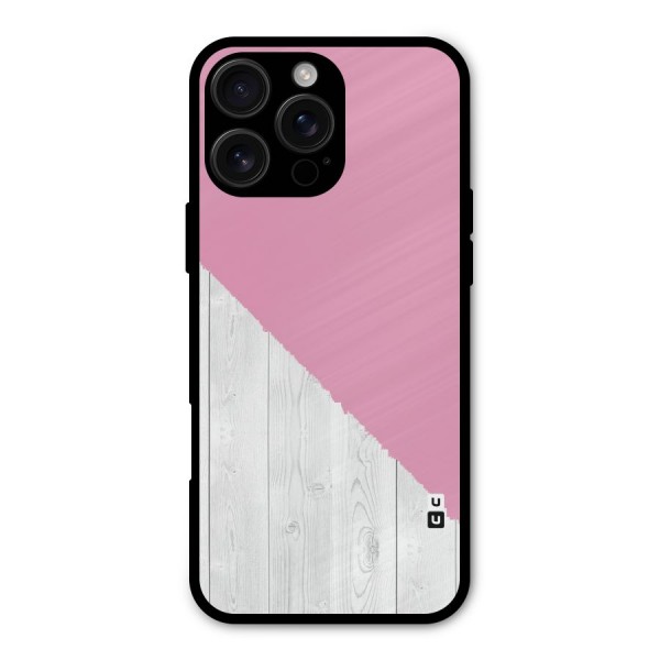Grey Pink Wooden Design Metal Back Case for iPhone 16 Pro Max