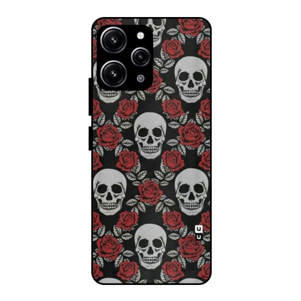 Grey Skulls Glass Back Case for Redmi 12 4G