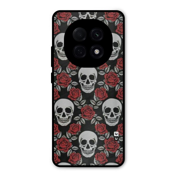 Grey Skulls Metal Back Case for Oppo F29 Pro