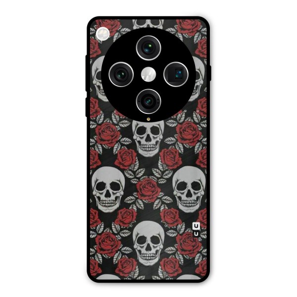 Grey Skulls Metal Back Case for Oppo Find X8 Pro