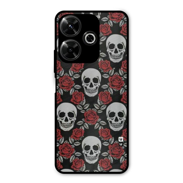 Grey Skulls Metal Back Case for Poco M6 Plus