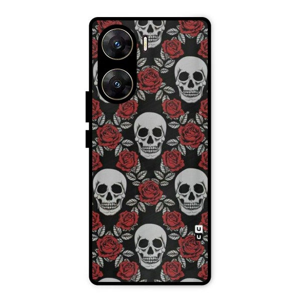 Grey Skulls Metal Back Case for Vivo V29e