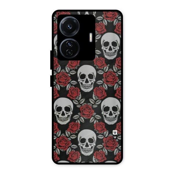 Grey Skulls Metal Back Case for iQOO Z6
