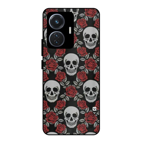 Grey Skulls Metal Back Case for iQOO Z6 44W