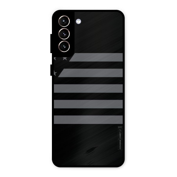 Grey Star Striped Pattern Metal Back Case for Galaxy S21 Plus