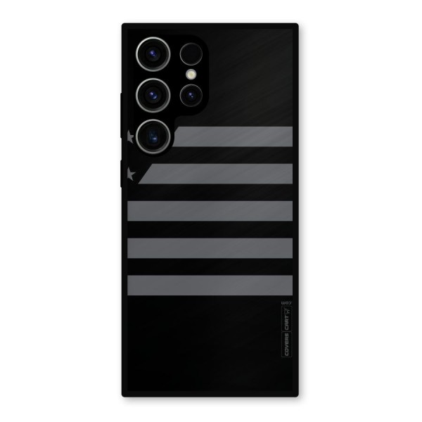 Grey Star Striped Pattern Metal Back Case for Galaxy S23 Ultra