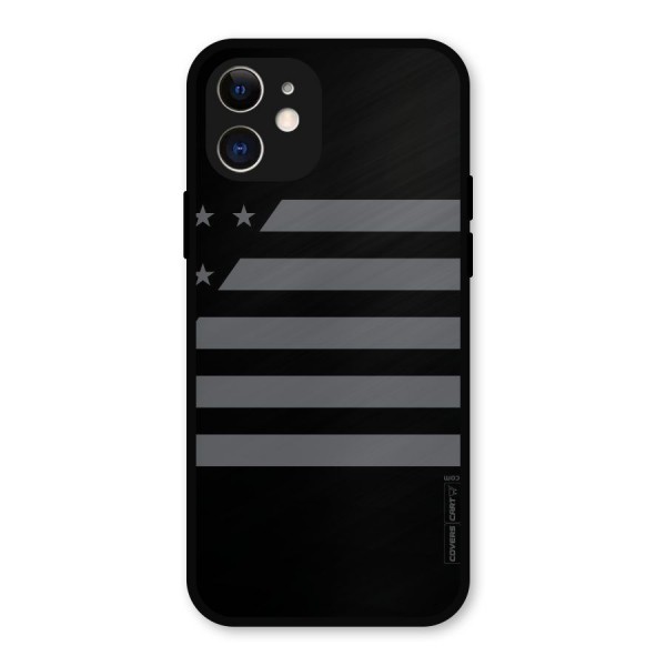 Grey Star Striped Pattern Metal Back Case for iPhone 12