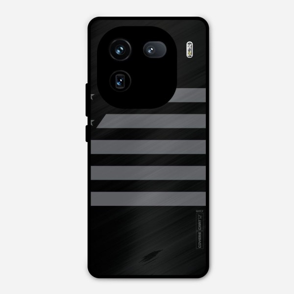 Grey Star Striped Pattern Metal Back Case for iQOO 12