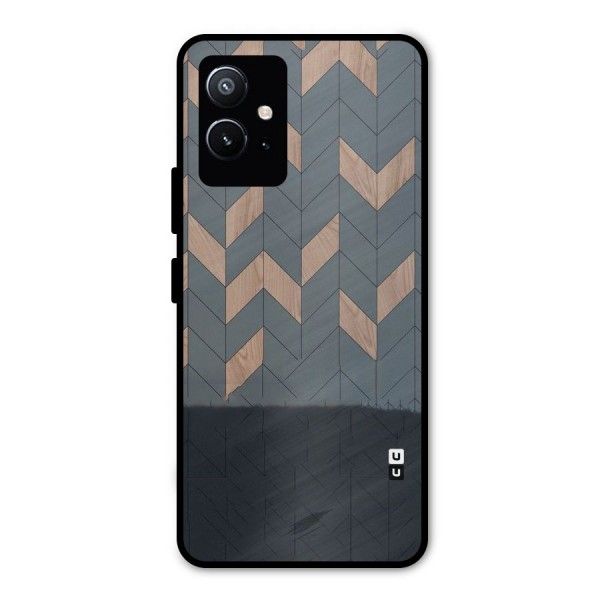 Greyish Wood Design Metal Back Case for Vivo T1 5G