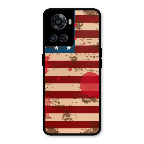 Grunge USA Flag Metal Back Case for OnePlus 10R