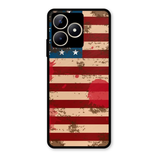 Grunge USA Flag Metal Back Case for Realme C53