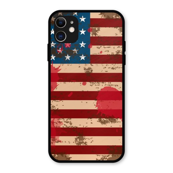 Grunge USA Flag Metal Back Case for iPhone 11